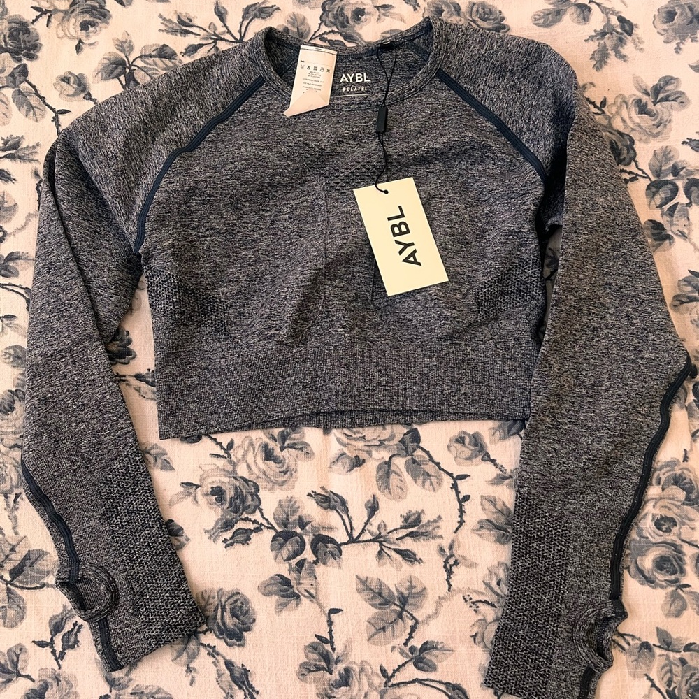 AYBL Navy Long Sleeve Crop Top